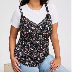 Challis Lace Trim Cami - Sweet Jaco Floral